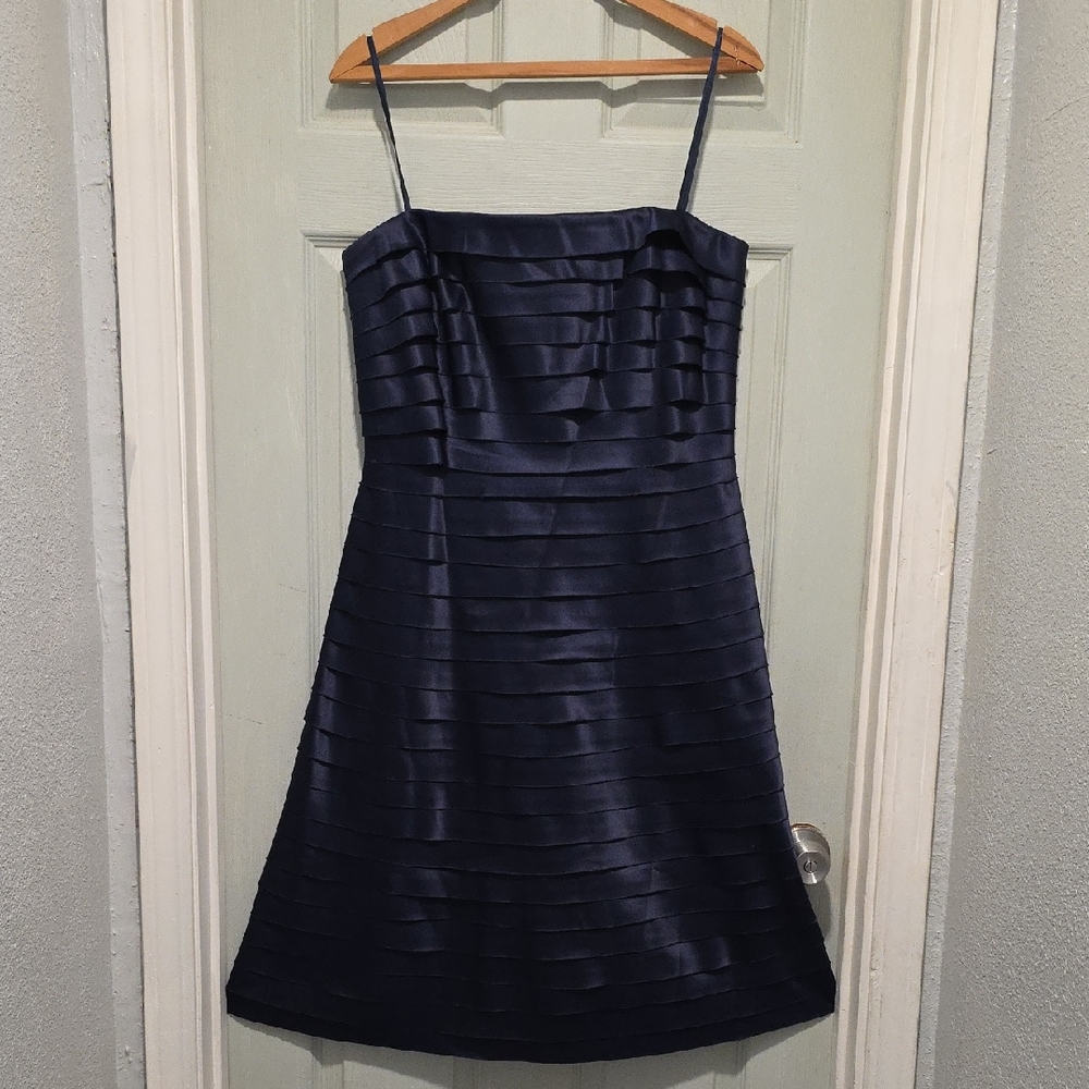Eliza J Navy Blue Ribbon layered Mini Dress